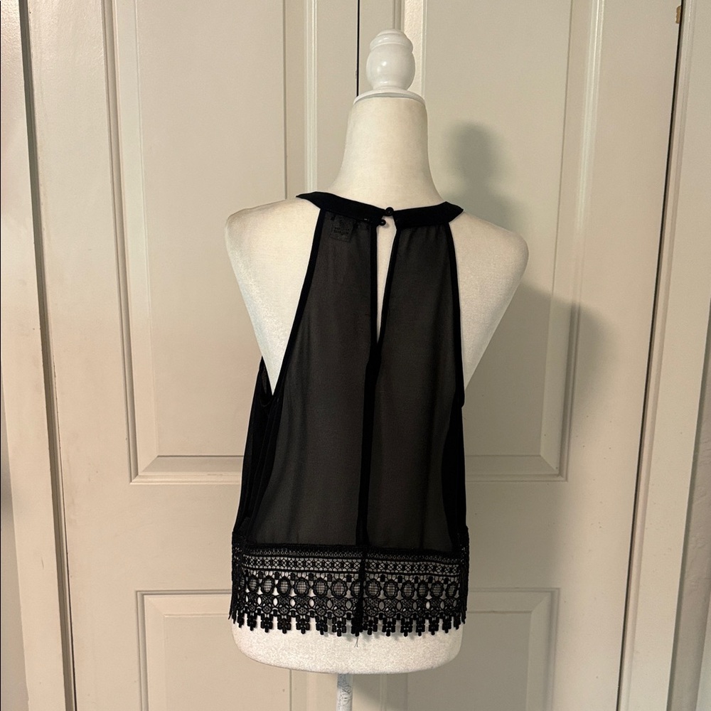 Glamorous Black Tank Top with Lace Detail - Picture 3 of 3